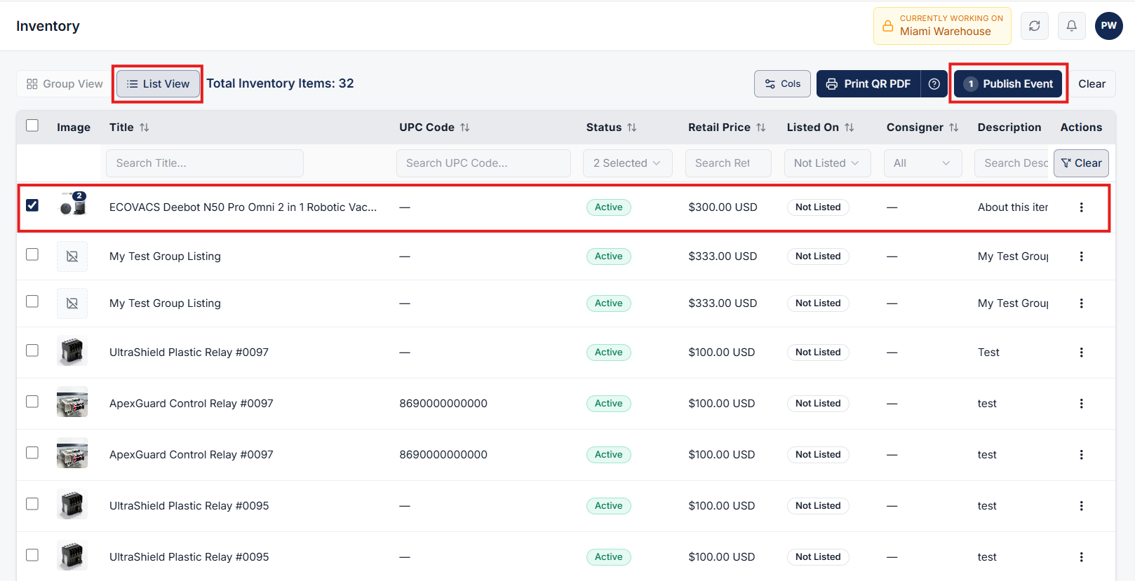 Add to Event Page - Auction Lot Publishing Form