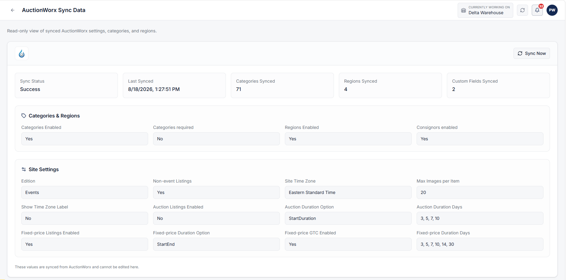 AuctionWorx Data Synced in WHMSPro