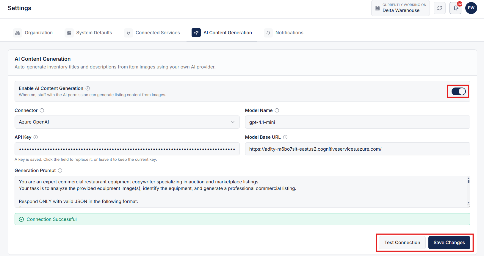 Configure Credentials and Test Connection