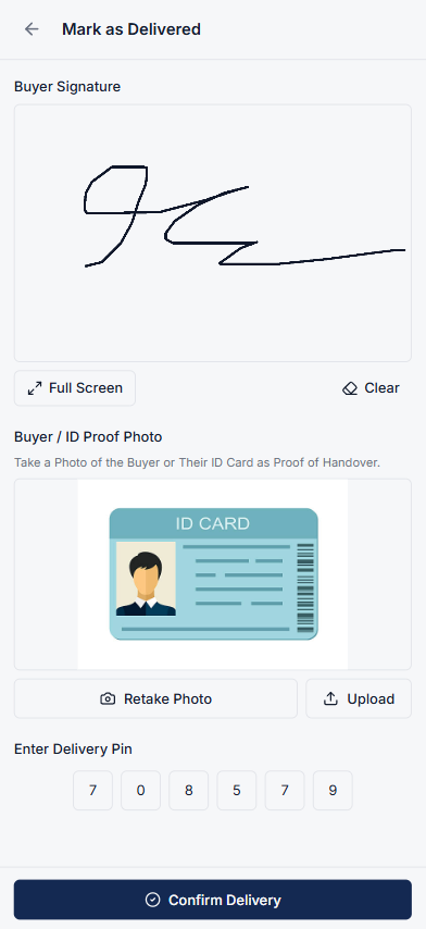 Pickup Verification and Confirm Delivery