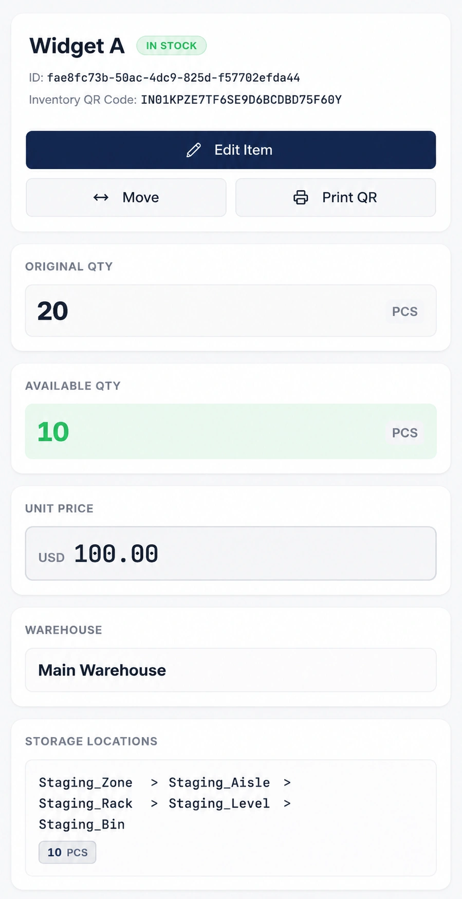 Inventory movement and warehouse transfer preview