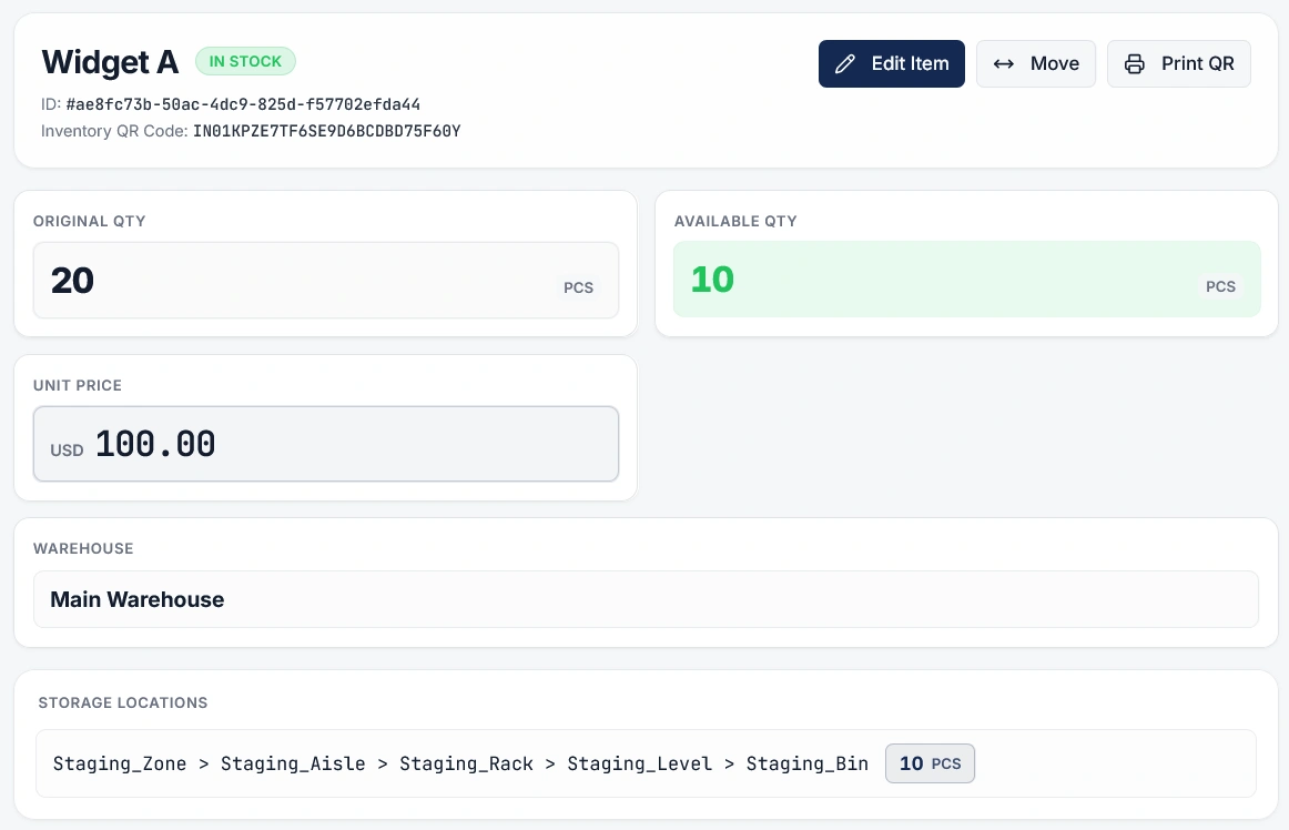 Inventory movement and warehouse transfer preview